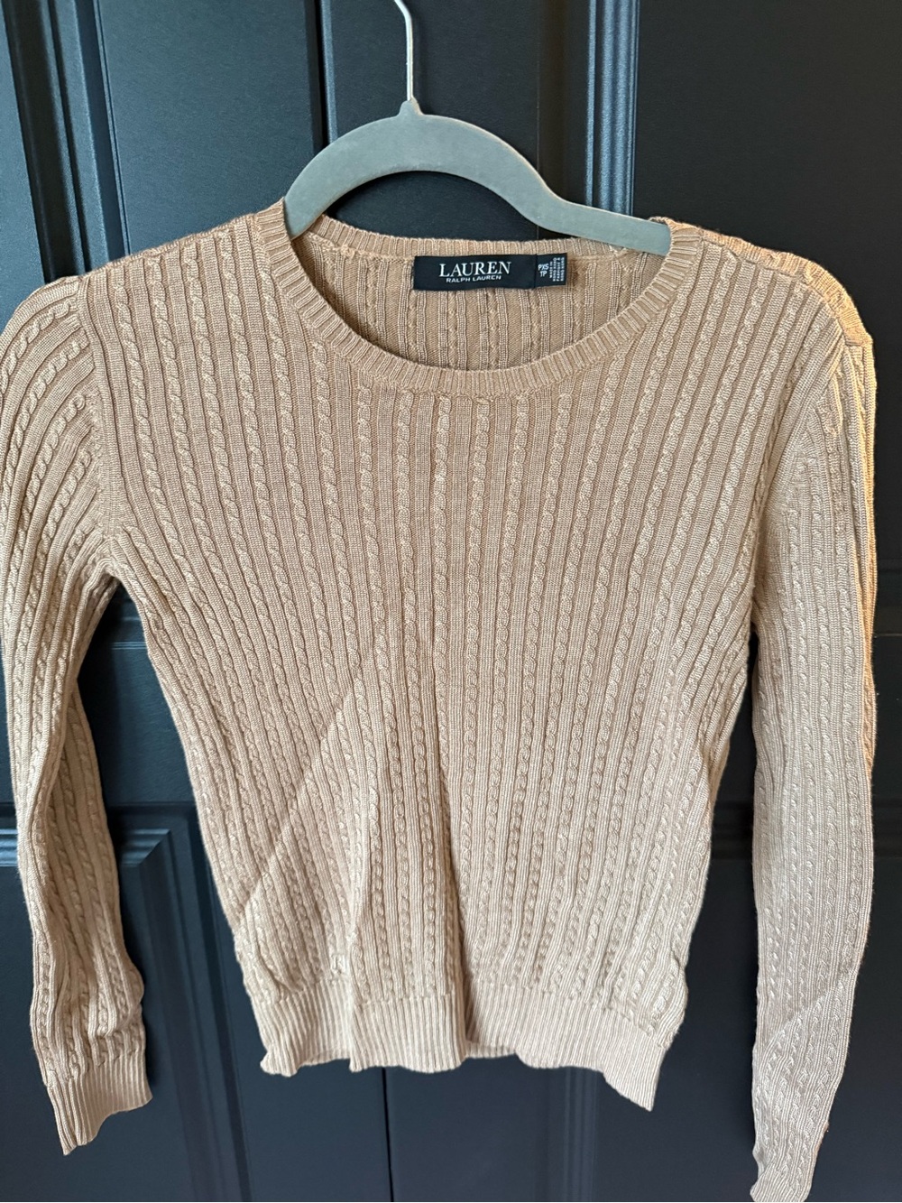 Lauren Ralph Lauren Tan Cable Knit Sweater Sz PXS